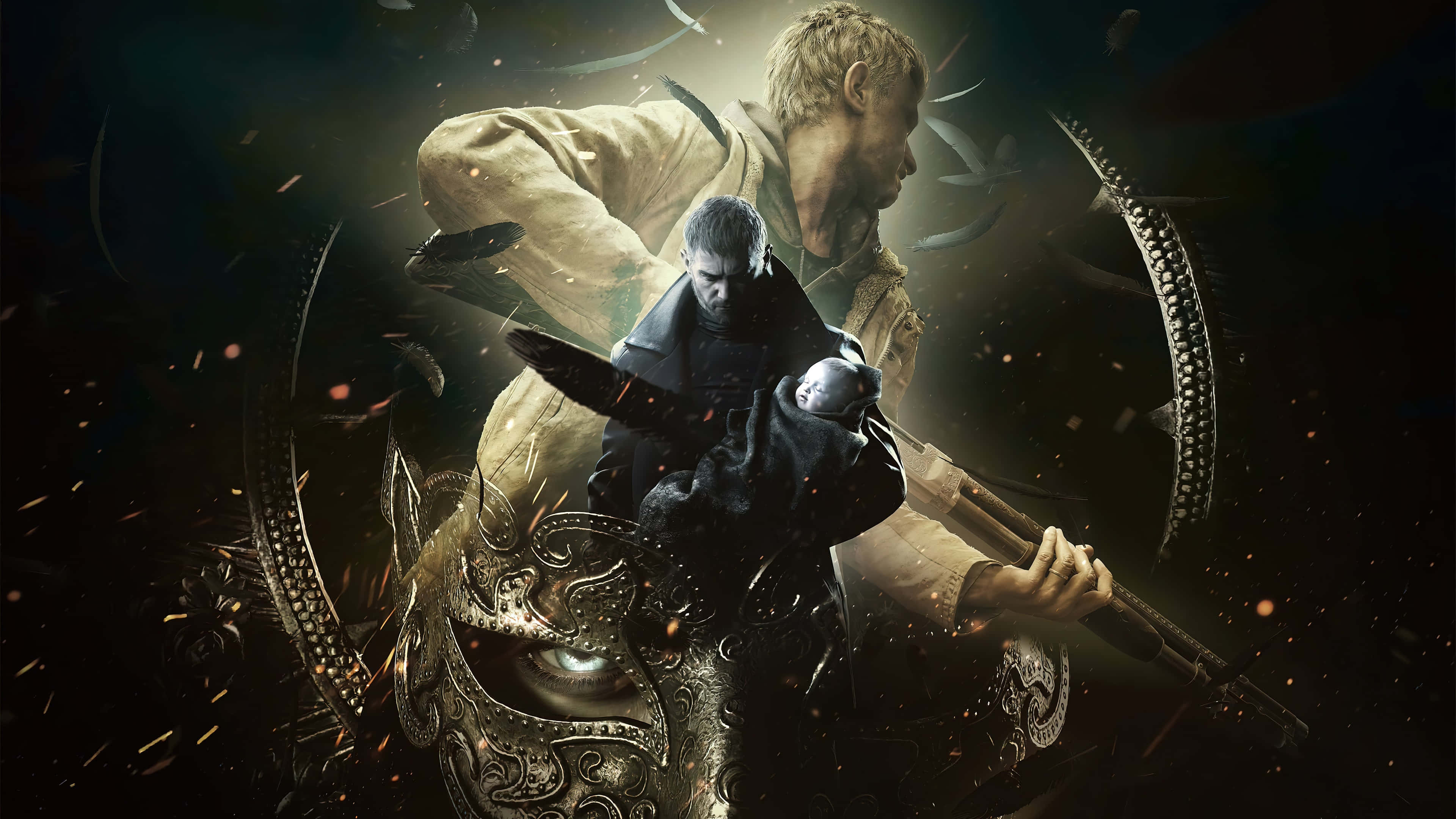 Resident Evil, zombies, dark fantasy warrior, 4K Desktop Wallpaper