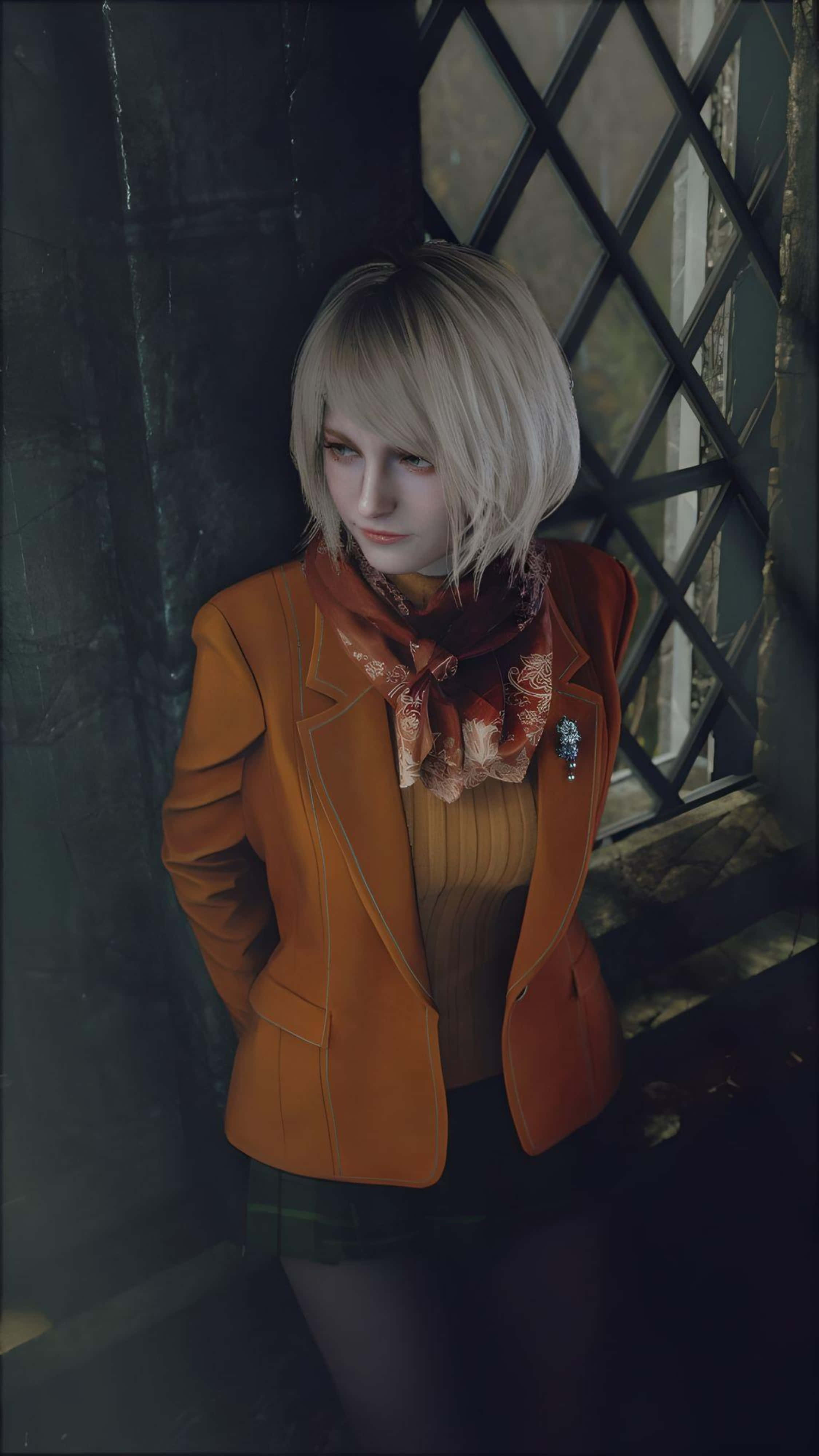 Ashley Graham, Resident Evil, orange blazer, 4K Phone Wallpaper