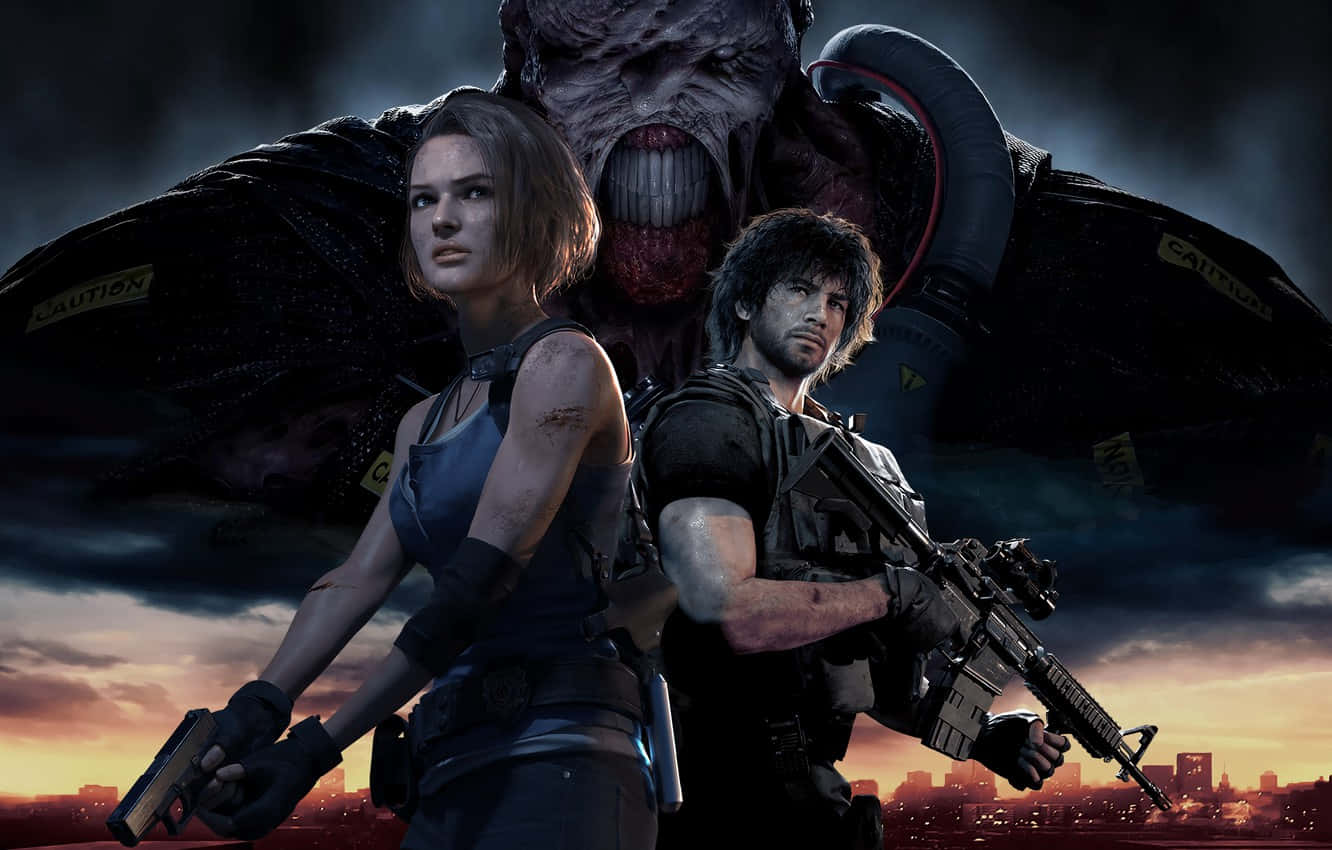 Resident Evil Characters, city skyline, sunset, HD Desktop Wallpaper