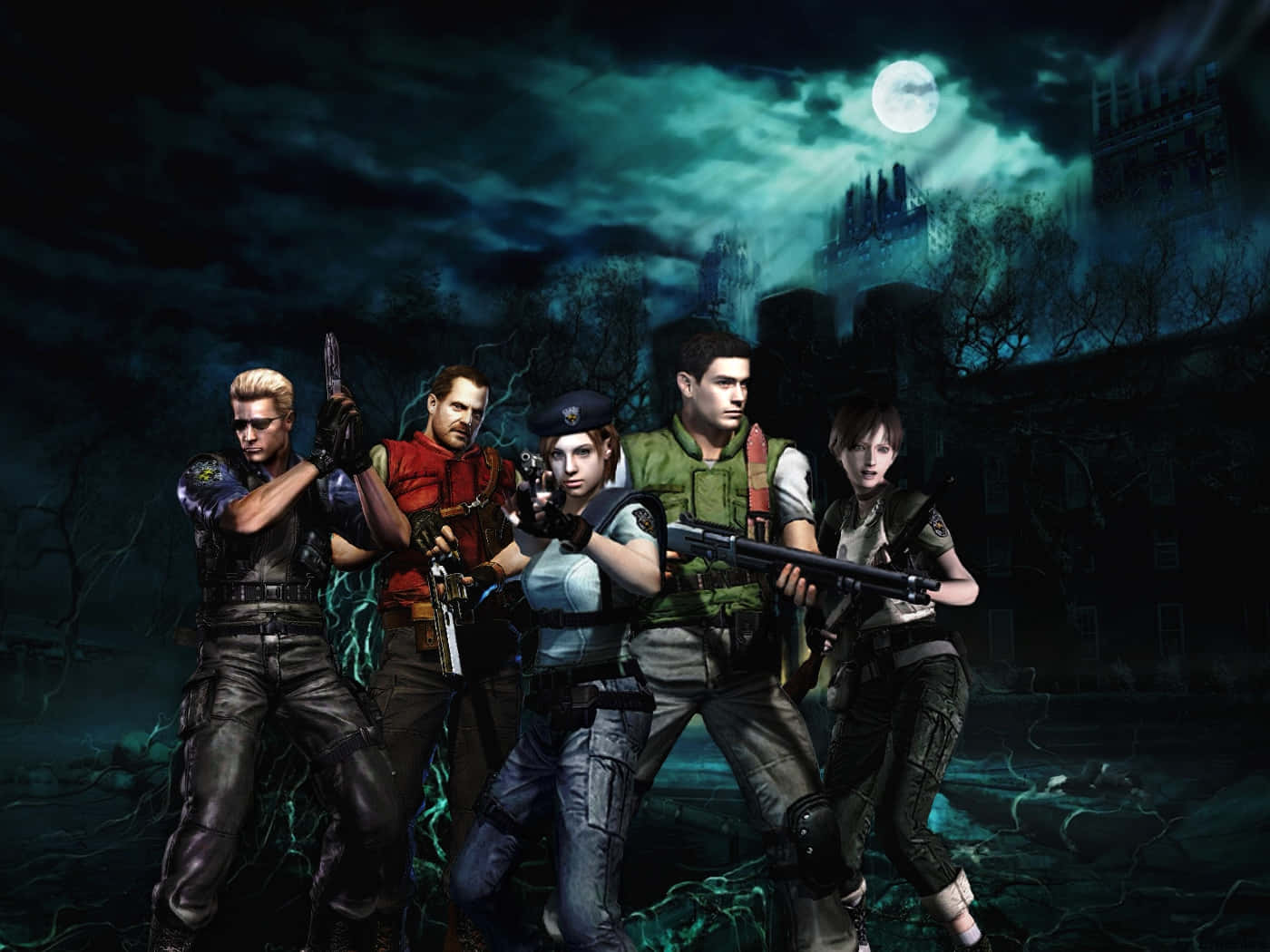 Resident Evil Characters, moonlit, eerie urban ruin, HD Desktop Wallpaper