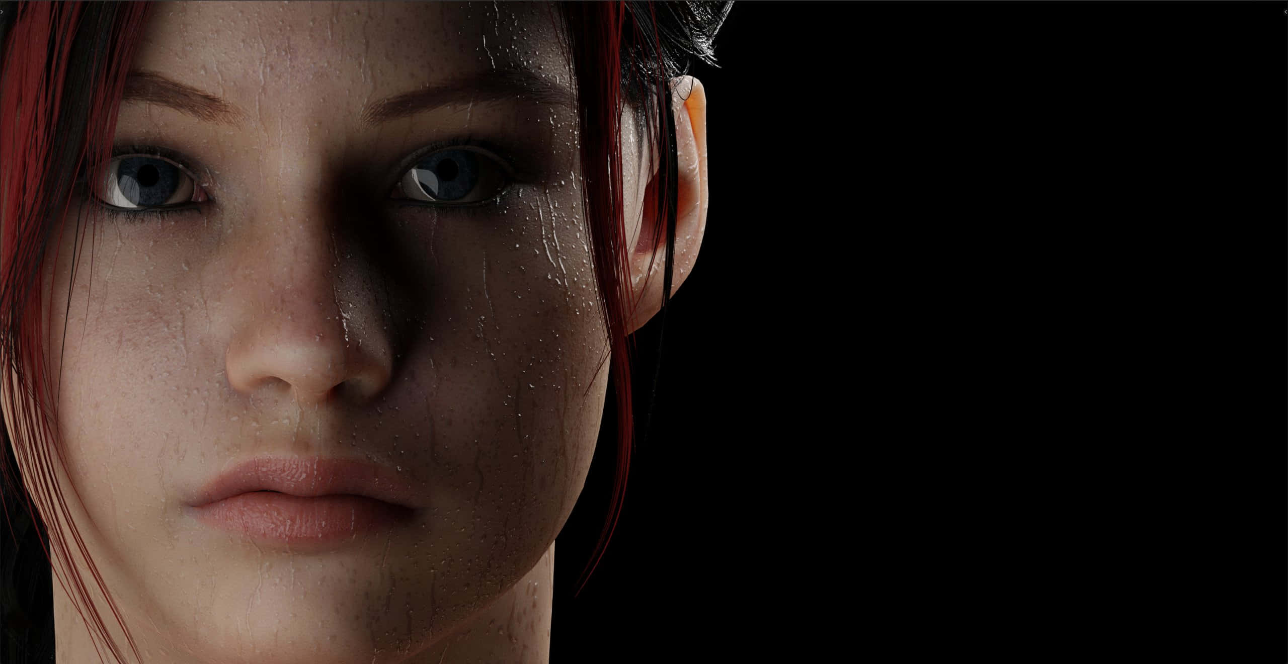 Resident Evil Characters, red hair, blue eyes, 2K Desktop Wallpaper
