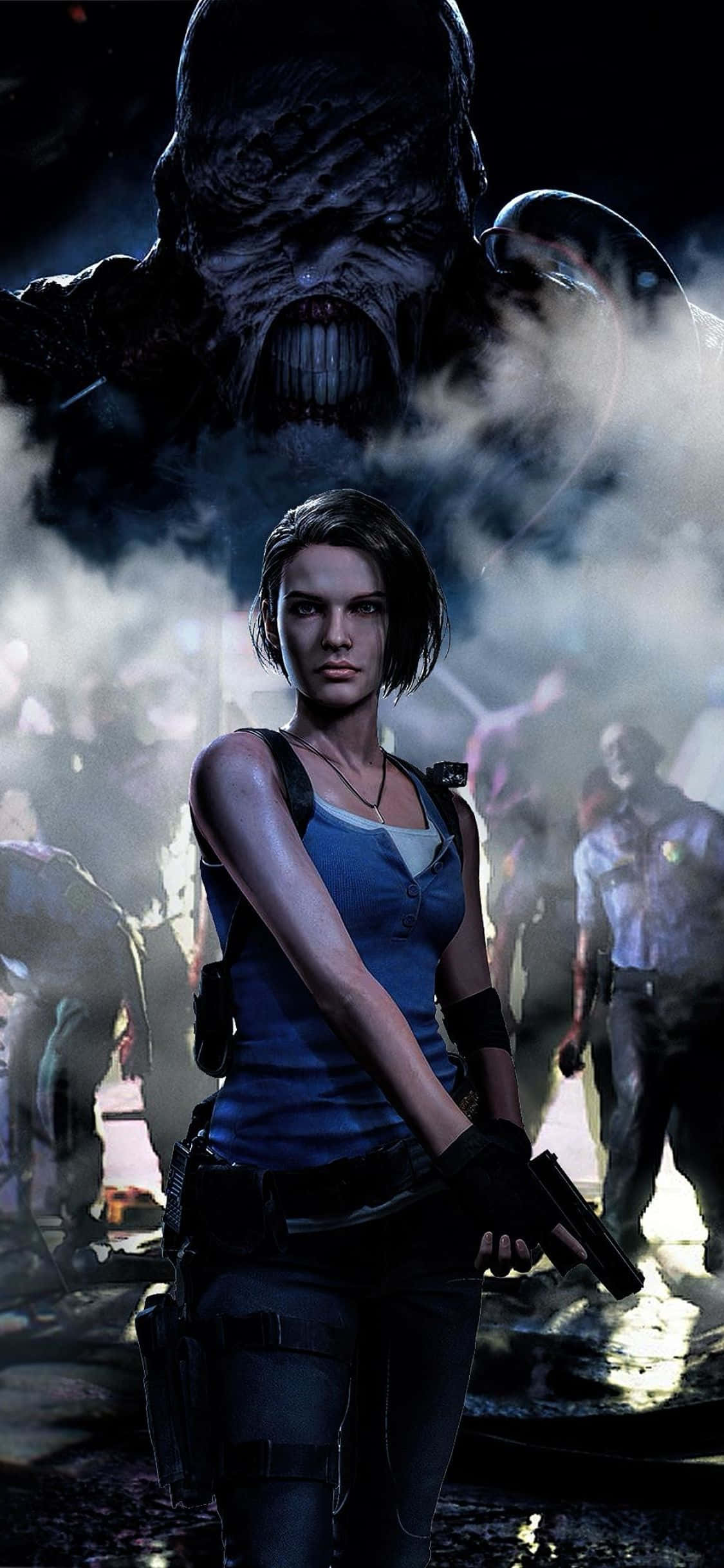 Resident Evil: Nemesis, female survivor, monstrous creature, Full HD Phone Wallpaper