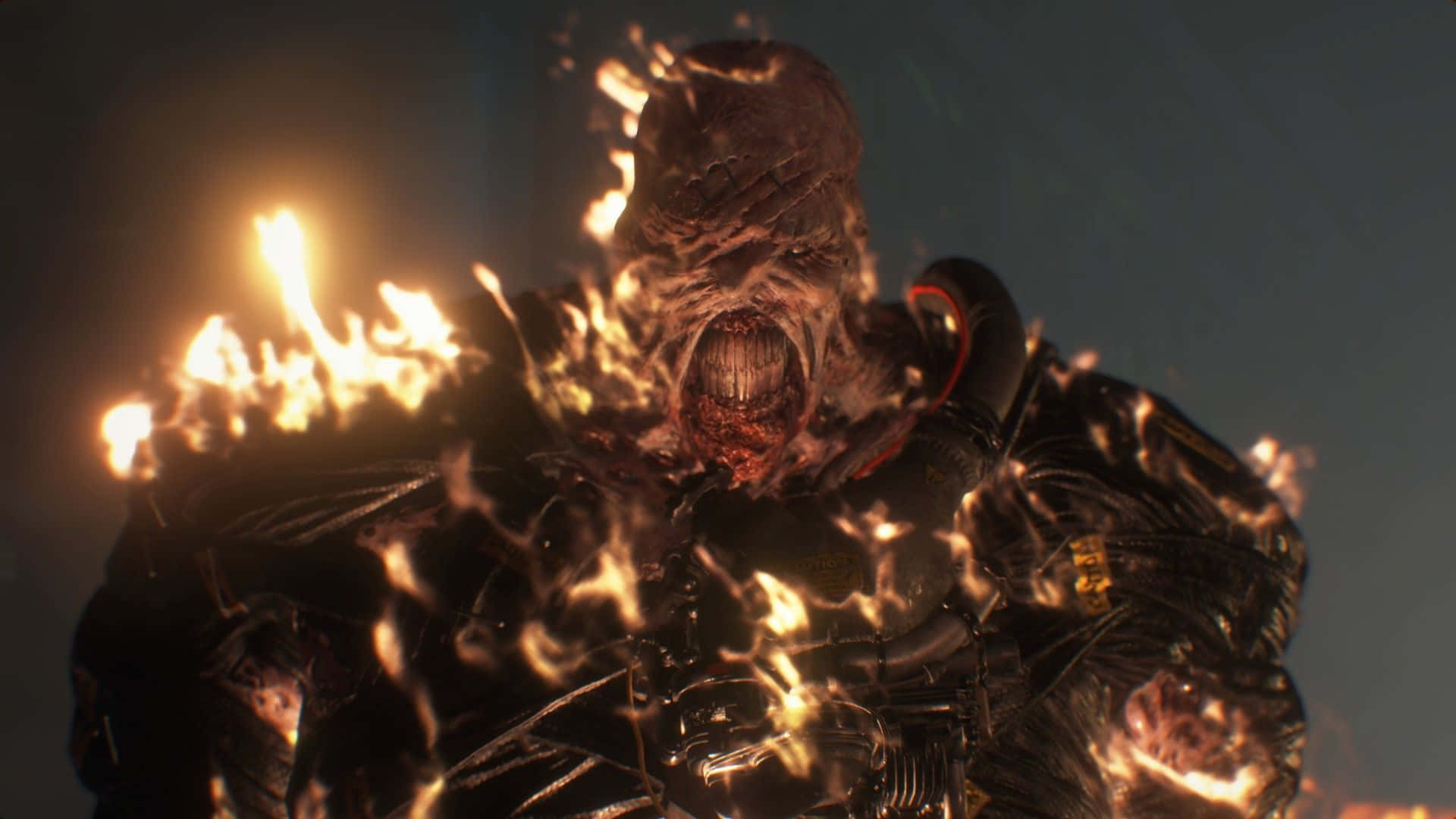 Nemesis, Resident Evil, flaming humanoid creature, Full HD Desktop Wallpaper