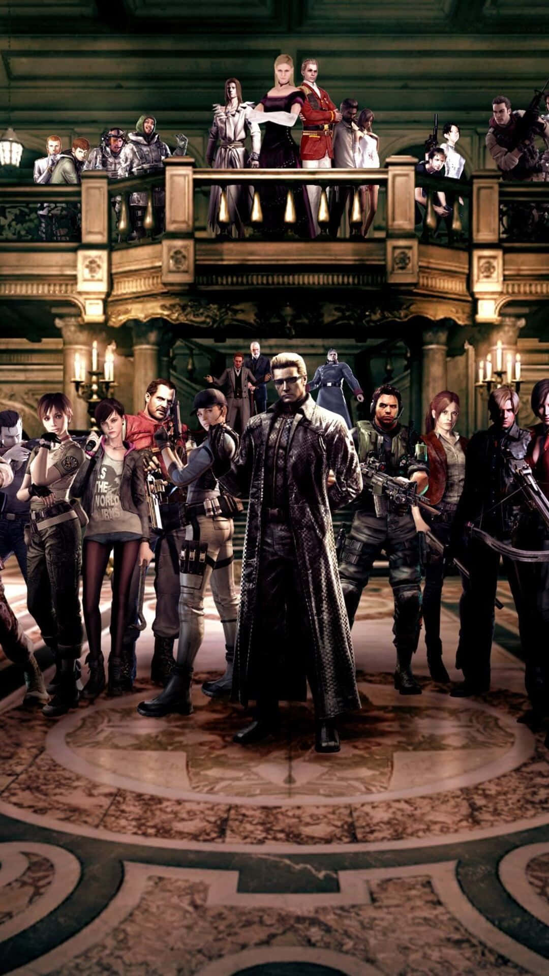 Resident Evil, characters, candlelit mansion hall, Full HD Phone Wallpaper
