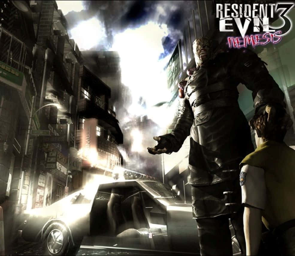 Resident Evil Nemesis, zombie-like creature, terrified survivor, SD Desktop Wallpaper