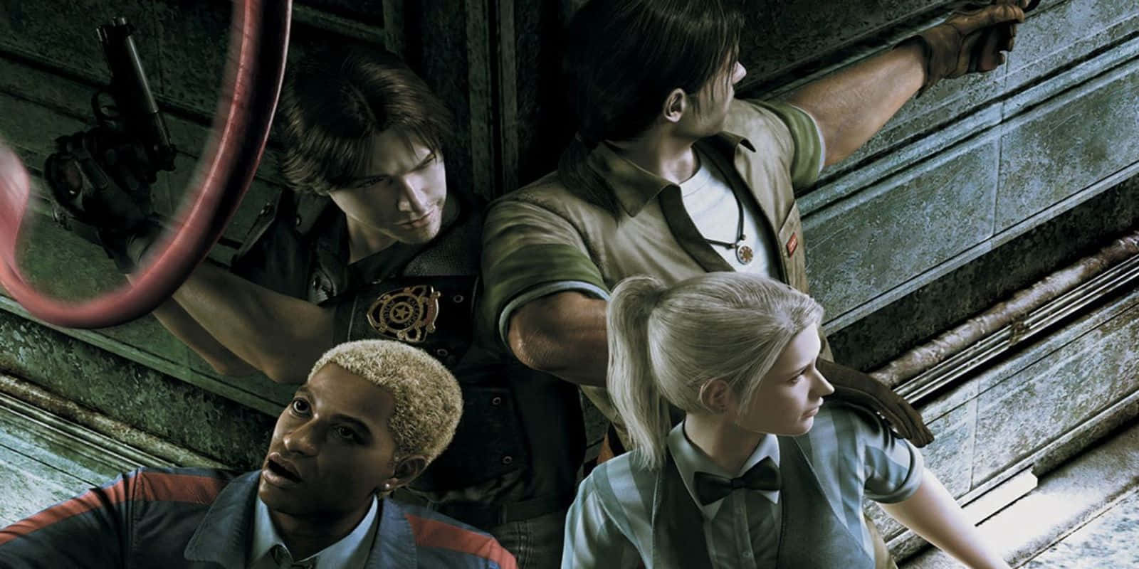 Resident Evil Outbreak File 2, characters, gritty industrial setting, HD Desktop Wallpaper