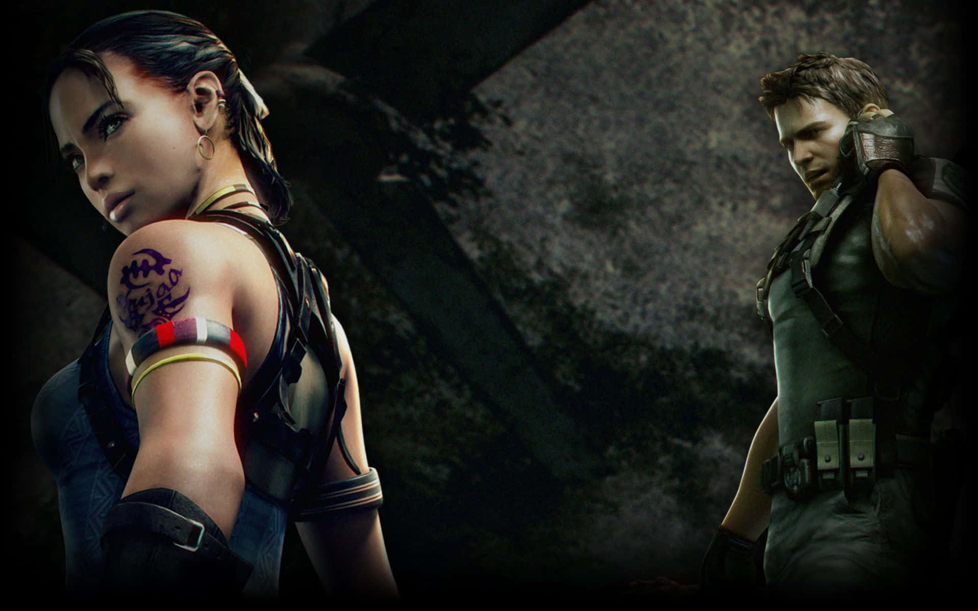 Resident Evil 5, tactical gear, dimly lit ruin, Full HD Desktop Wallpaper