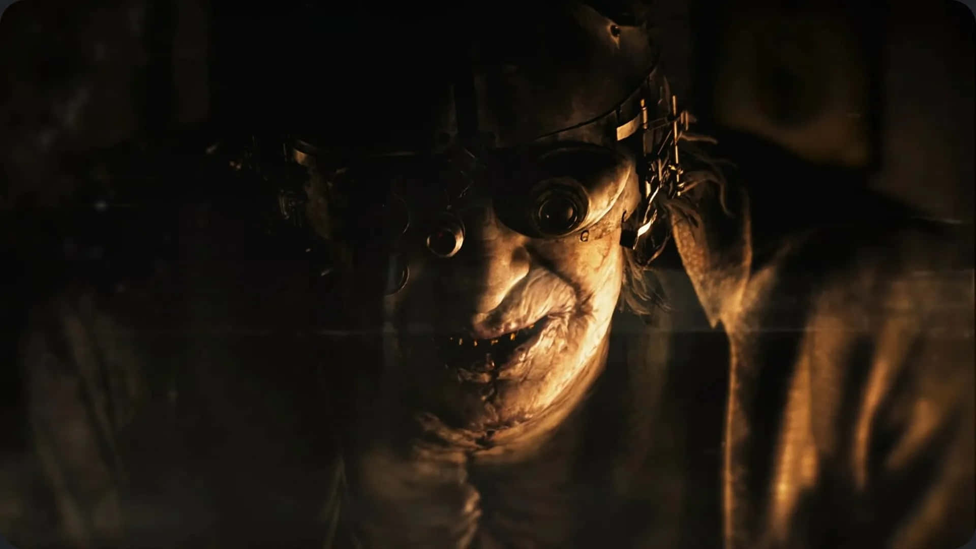 Resident Evil Requiem, dark experiment scene, grotesque masked figure, Full HD Desktop Wallpaper