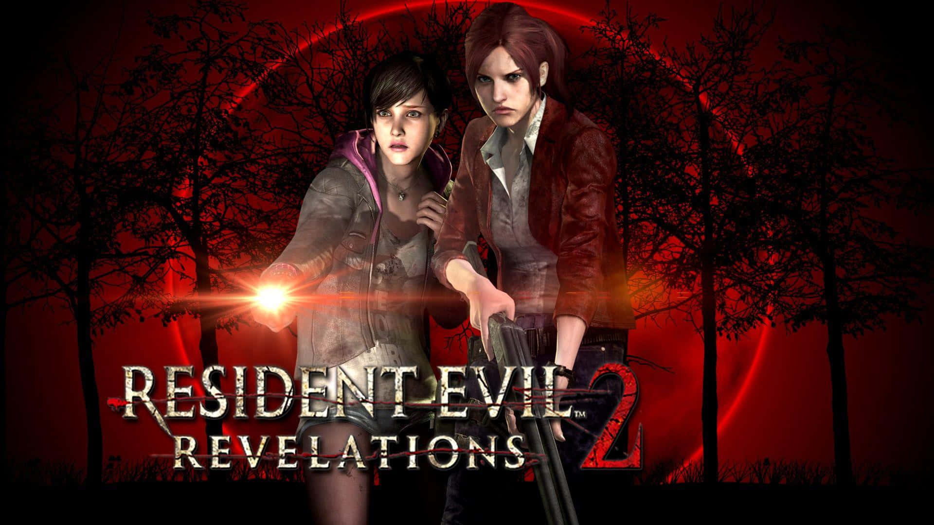 Resident Evil Revelations 2, blood-red forest, glowing red moon, Full HD Desktop Wallpaper