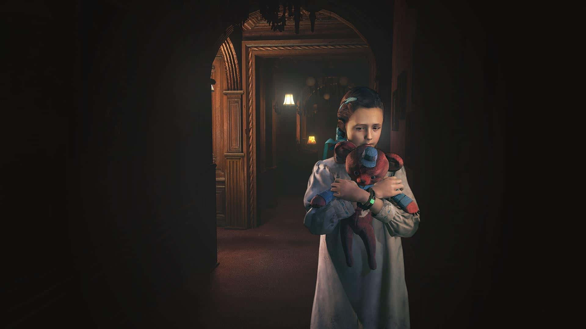 Resident Evil Revelations 2, young girl, dimly lit ornate hallway, Full HD Desktop Wallpaper