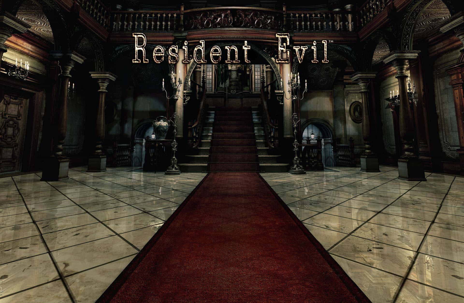 Resident Evil Spencer Mansion, entrance hall, red carpet, Full HD Desktop Wallpaper