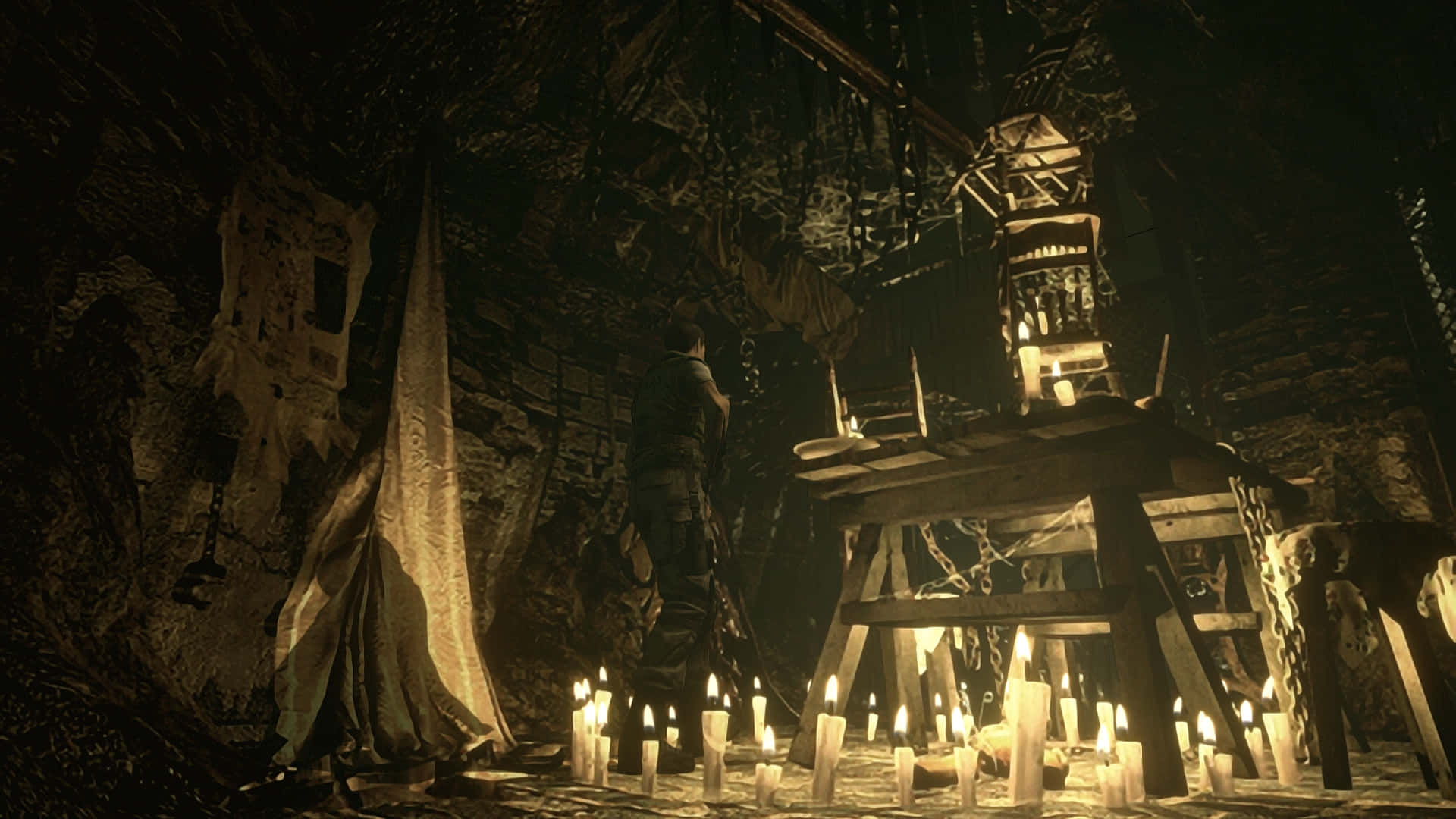 Resident Evil Spencer Mansion, candlelit room, dungeon, Full HD Desktop Wallpaper