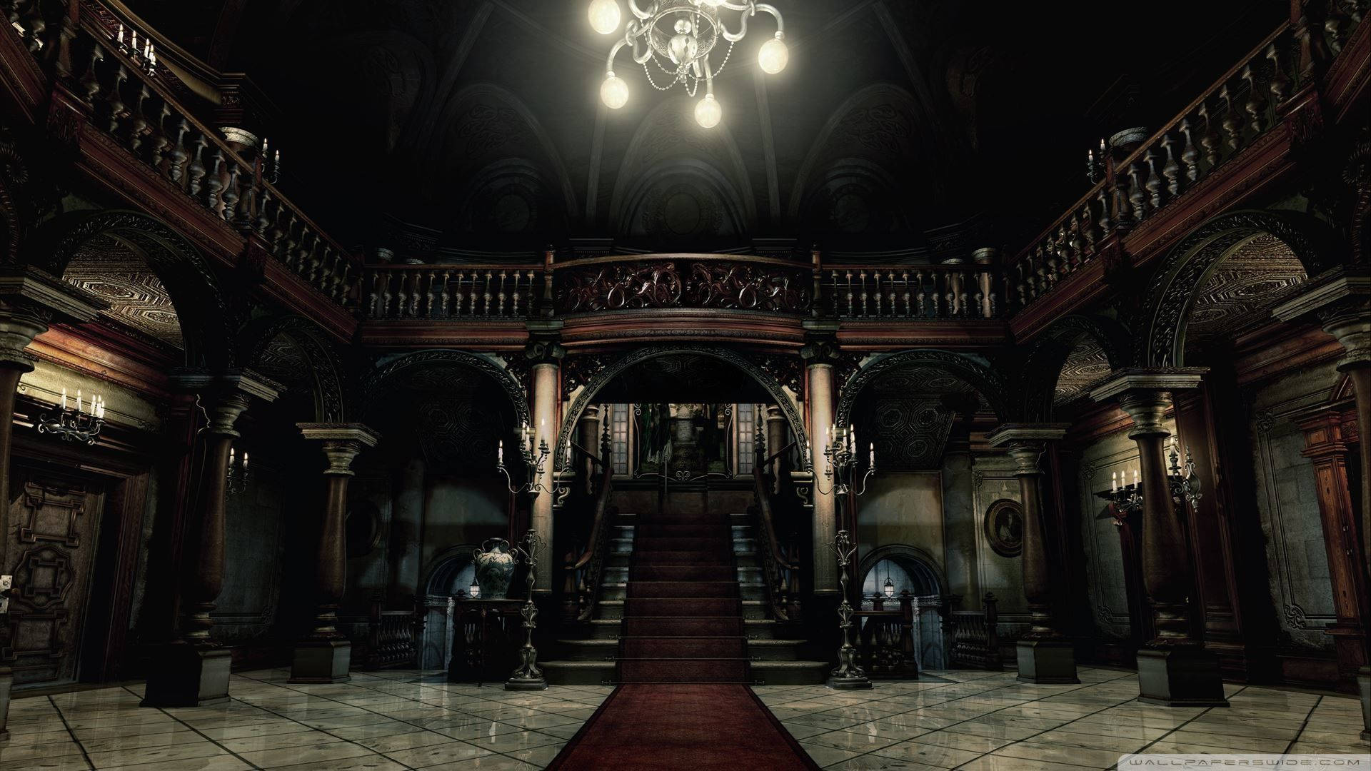 Resident Evil Mansion, gothic mansion, foyer, Full HD Desktop Wallpaper