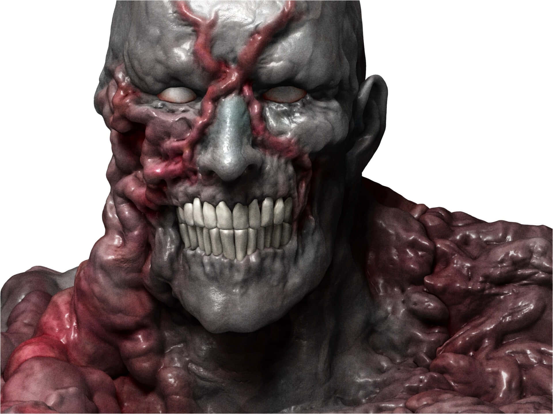 Resident Evil Tyrant, decaying gray face, pulsating red veins, Full HD Desktop Wallpaper