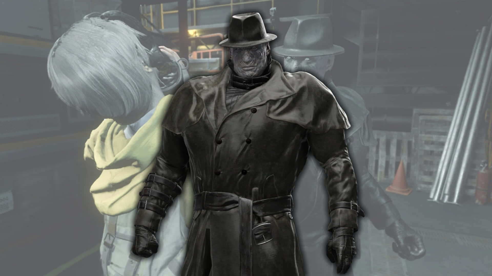 Resident Evil Tyrant, black trench coat, fedora, Full HD Desktop Wallpaper