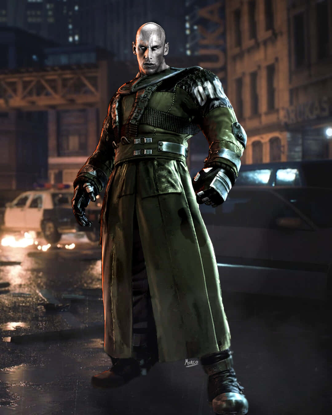 Resident Evil Tyrant, rainy city, olive trench coat, HD Phone Wallpaper