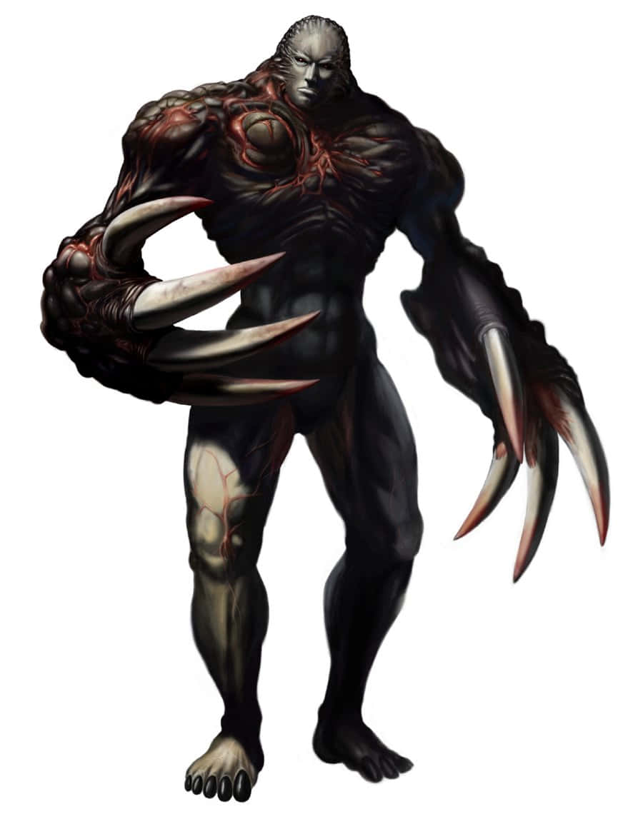 Resident Evil Tyrant, dark-skinned monster, glowing red veins, SD Phone Wallpaper