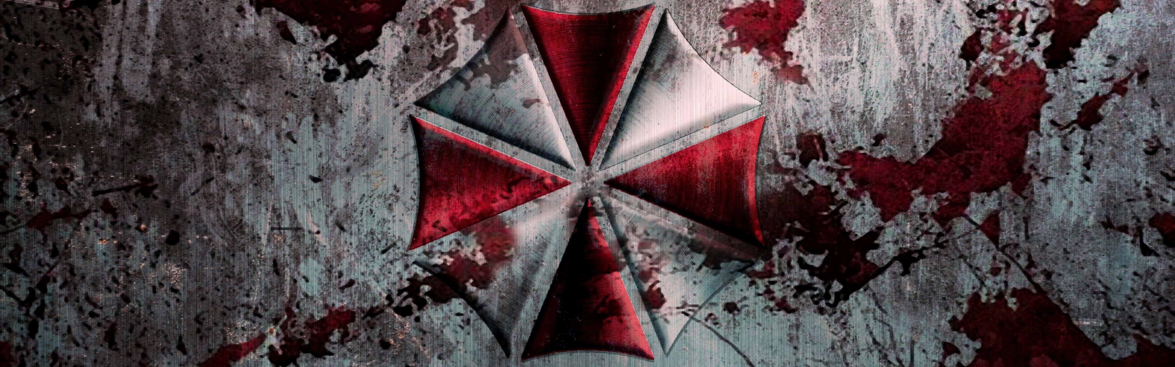 Umbrella Corporation, logo, red and silver biohazard symbol, 4K Desktop Wallpaper