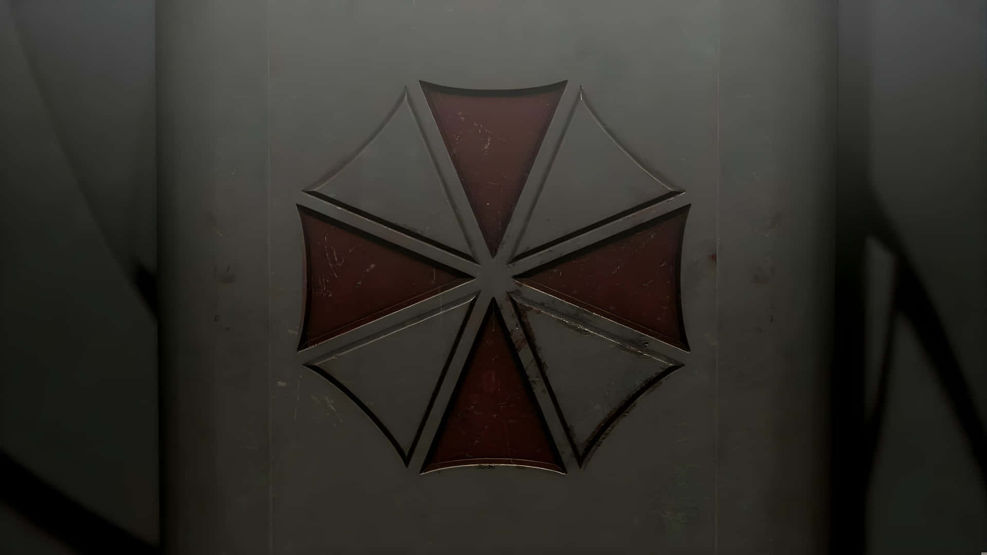 Umbrella Corporation, Resident Evil, red and gray umbrella logo, Full HD Desktop Wallpaper
