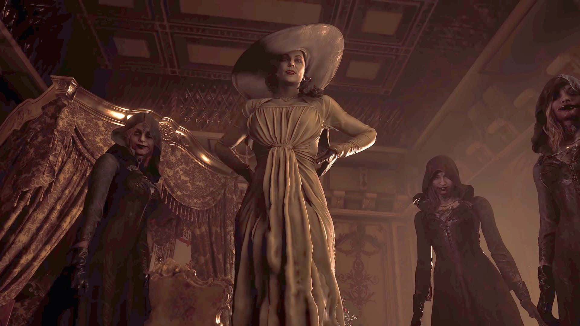 Resident Evil Village, Ethereal Night Scene, wide-brimmed hat, Full HD Desktop Wallpaper