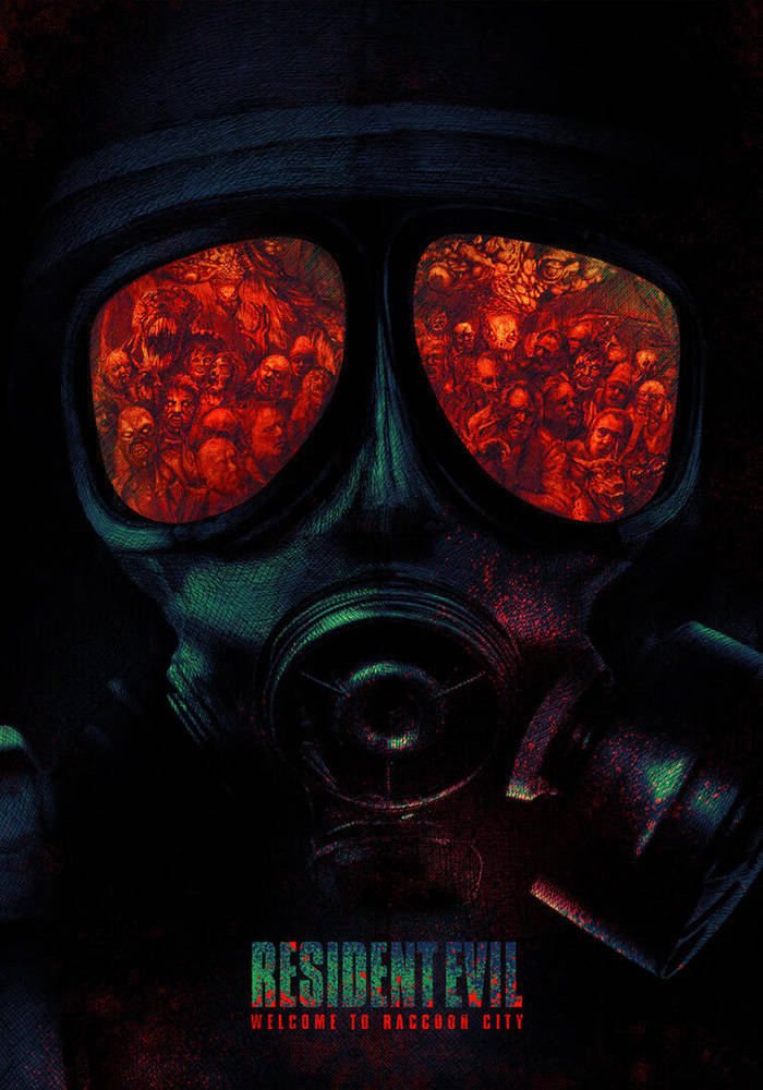 Resident Evil Welcome to Raccoon City, hazmat mask, glowing red lenses, SD Phone Wallpaper