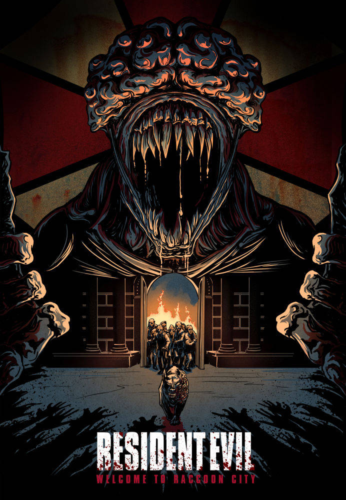 Resident Evil Welcome To Raccoon City, monstrous creature, gaping maw, SD Phone Wallpaper