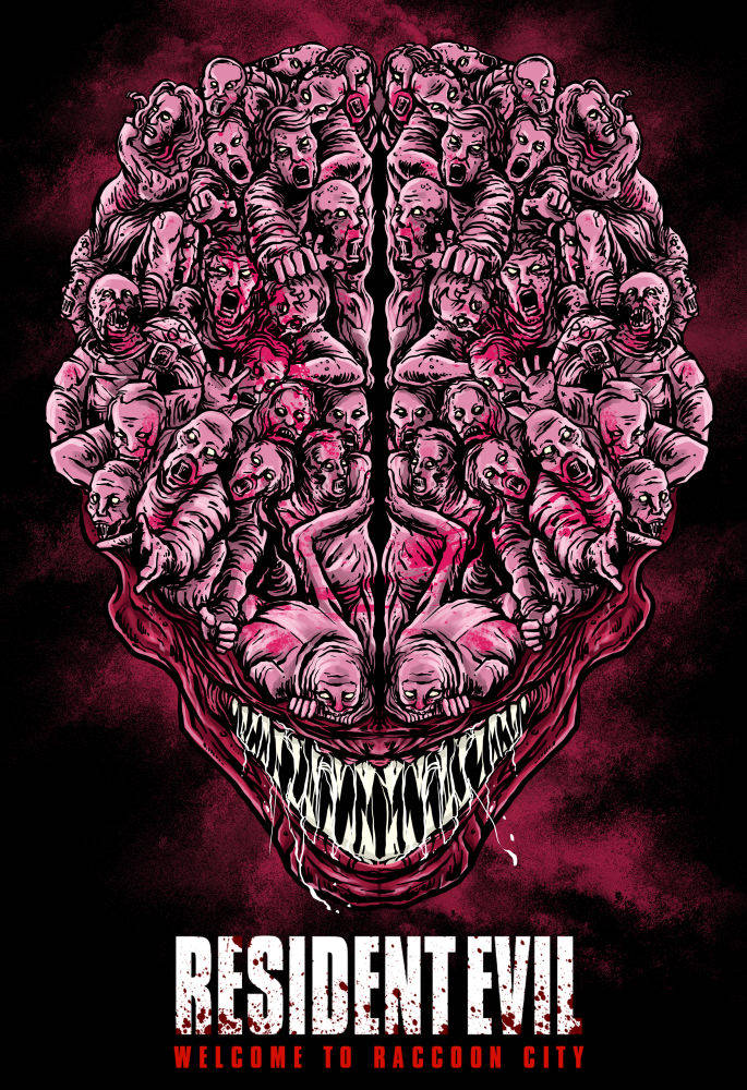 Resident Evil Welcome to Raccoon City, zombie brain, monstrous skull, SD Phone Wallpaper