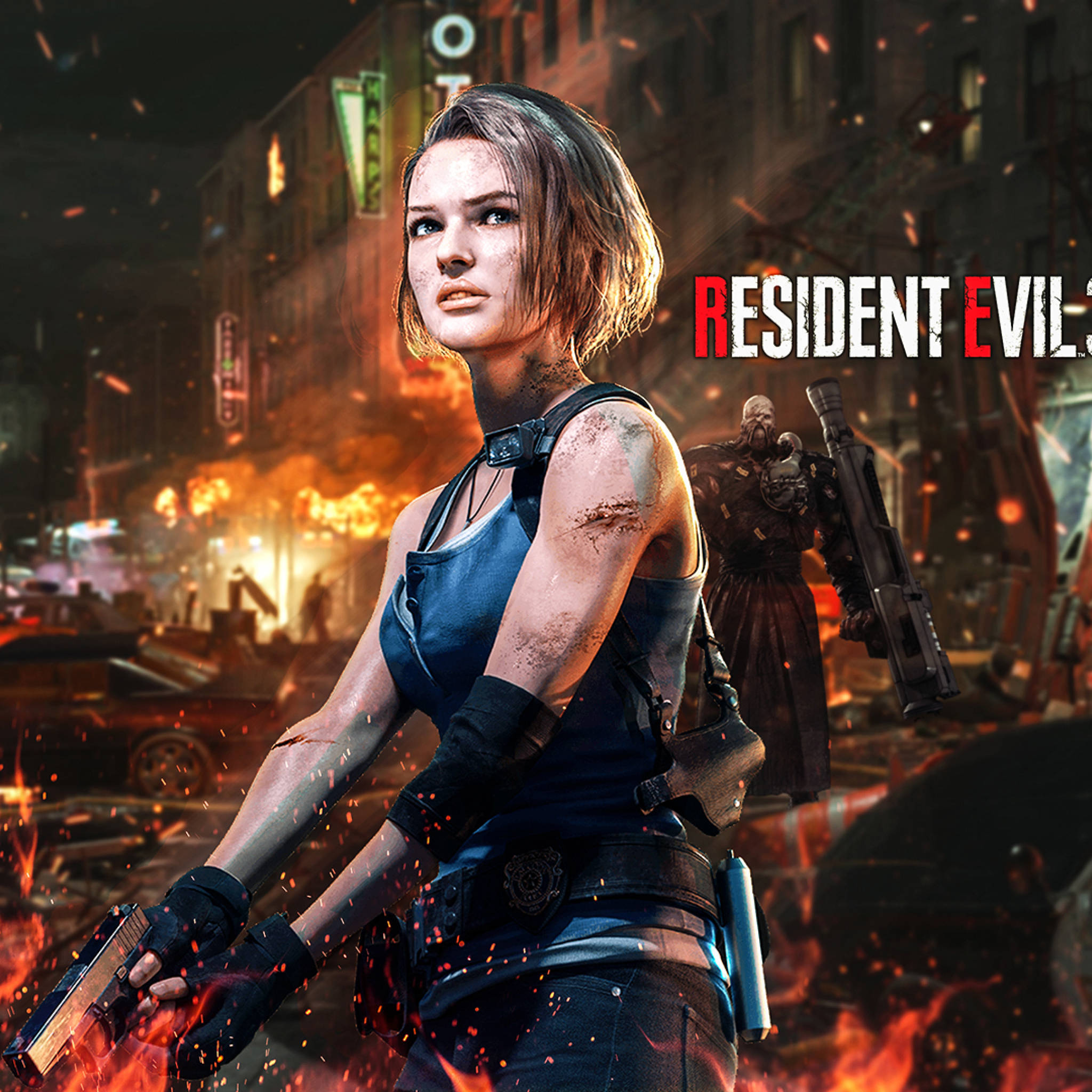 Tension-filled Night in Raccoon City, Resident Evil, female survivor, Full HD Desktop Wallpaper