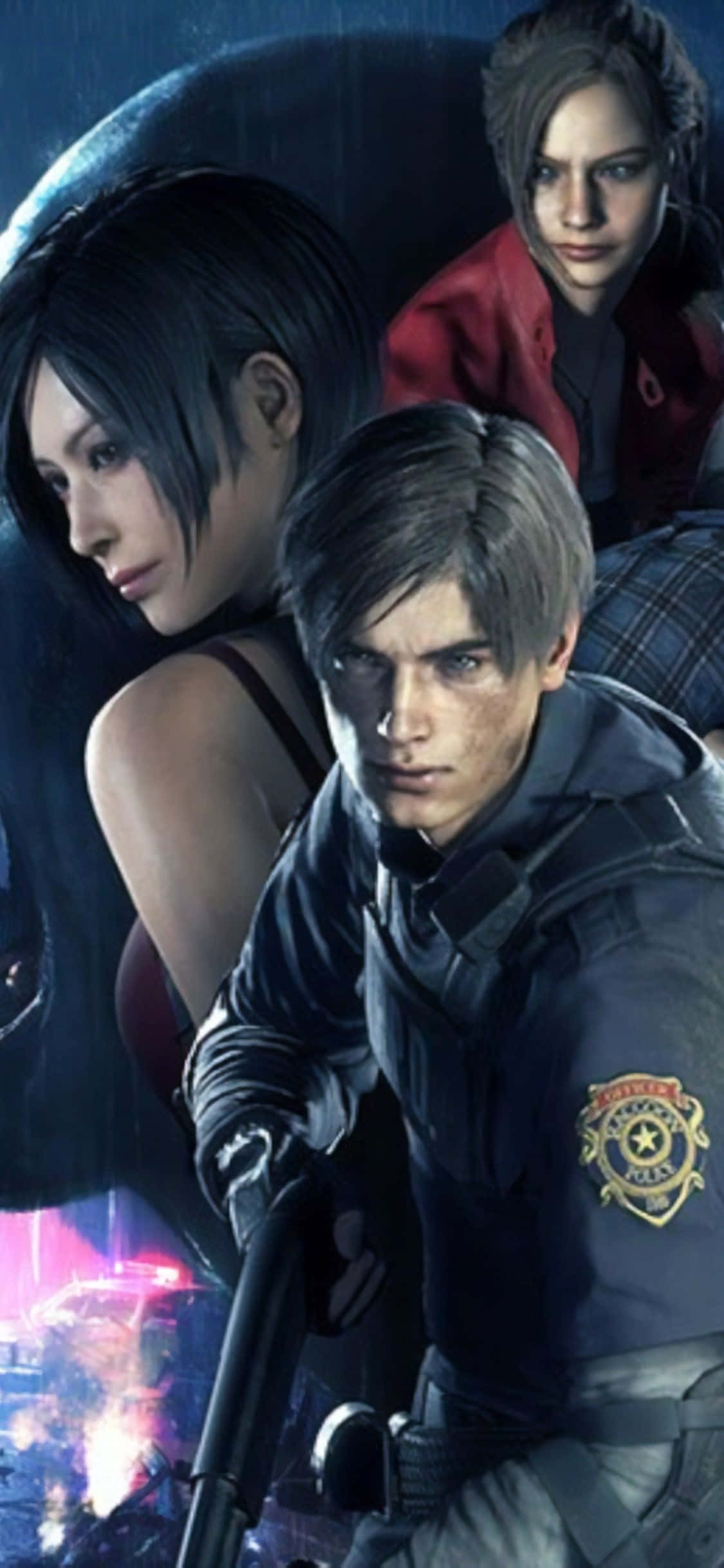 Resident Evil, Raccoon City, neon lights, Full HD Phone Wallpaper