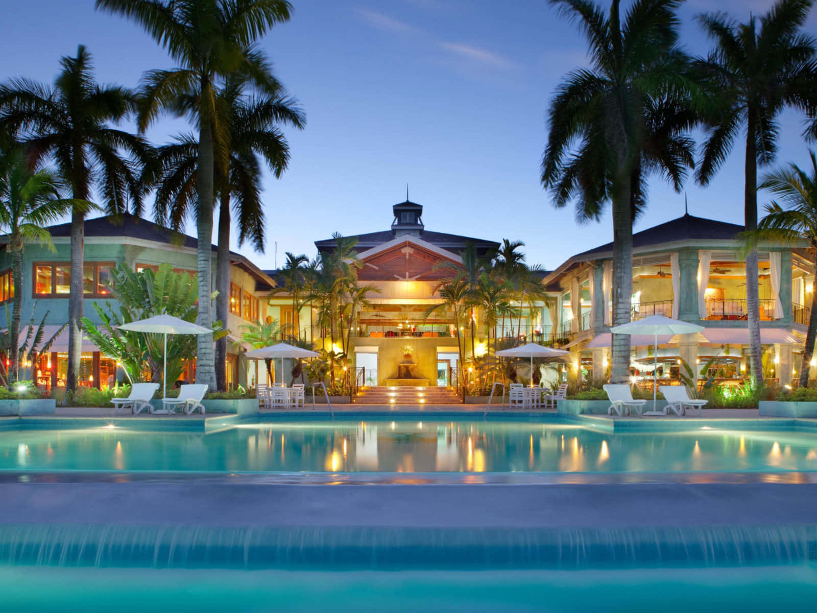 Modern Desktop Resort, tropical resort, dusk, HD Desktop Wallpaper
