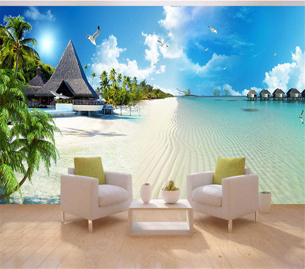 beach resort, tropical beach, palm trees, SD Desktop Wallpaper