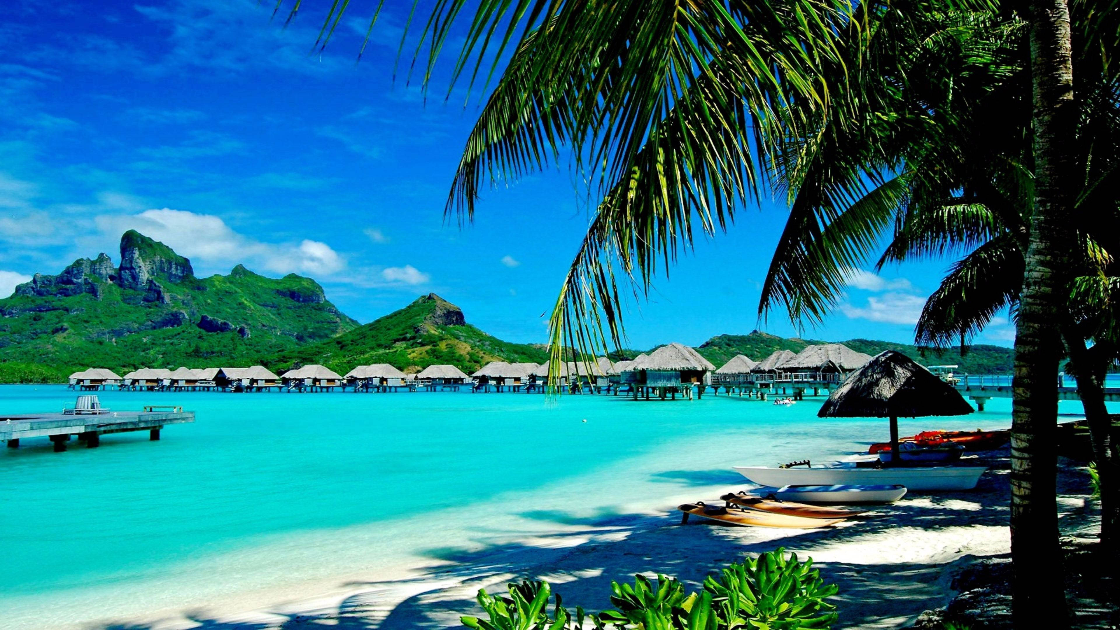 Resort, Tropical paradise, turquoise lagoon, 4K Desktop Wallpaper
