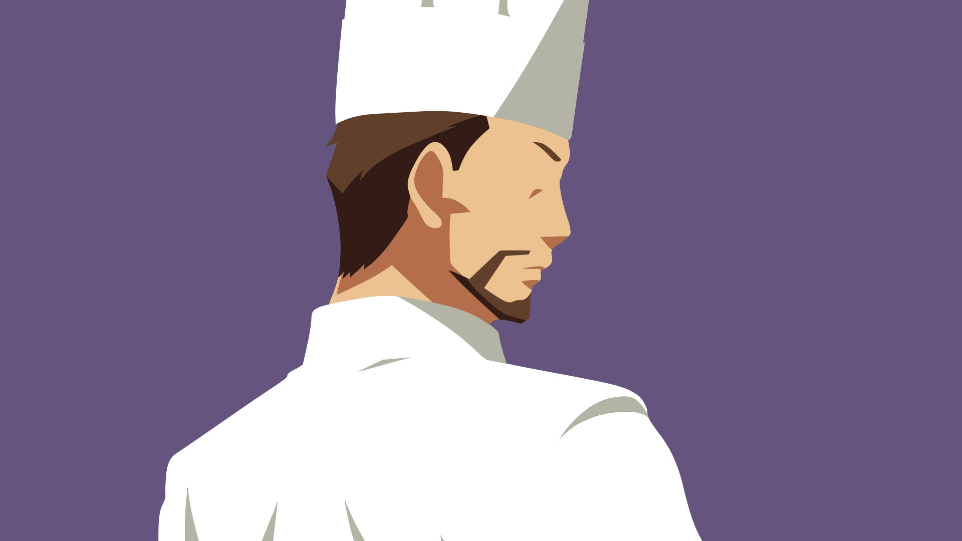 Restaurant to another world, minimalist illustration, chef, Full HD Desktop Wallpaper