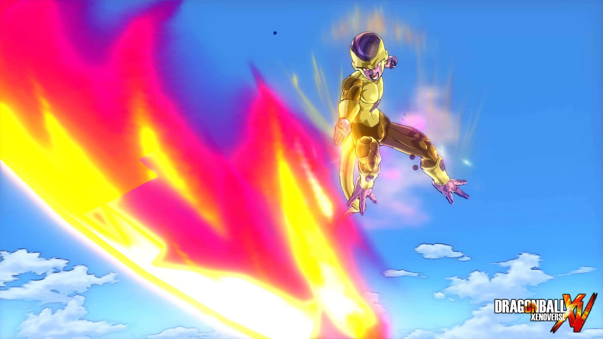 Resurrection F, golden armored anime character, blue sky, Full HD Desktop Wallpaper
