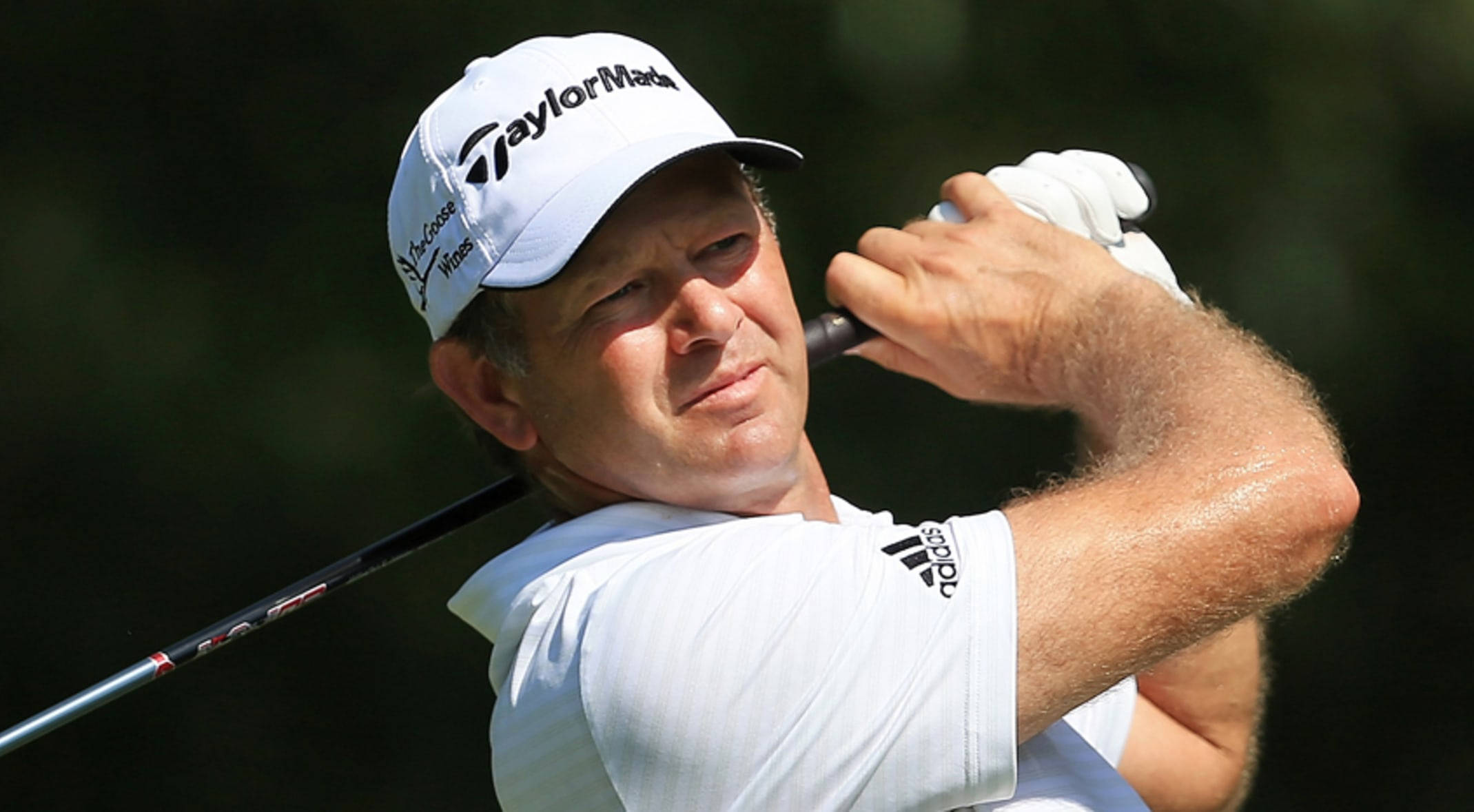 Retief Goosen, white cap, white shirt, Full HD Desktop Wallpaper