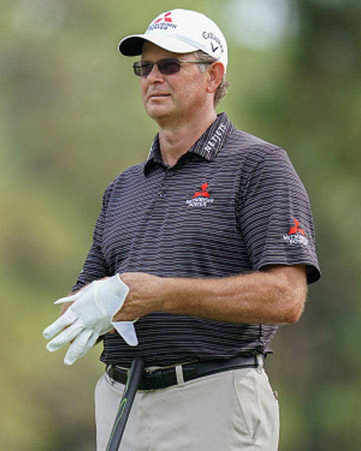 Retief Goosen, striped polo, cap, SD Phone Wallpaper
