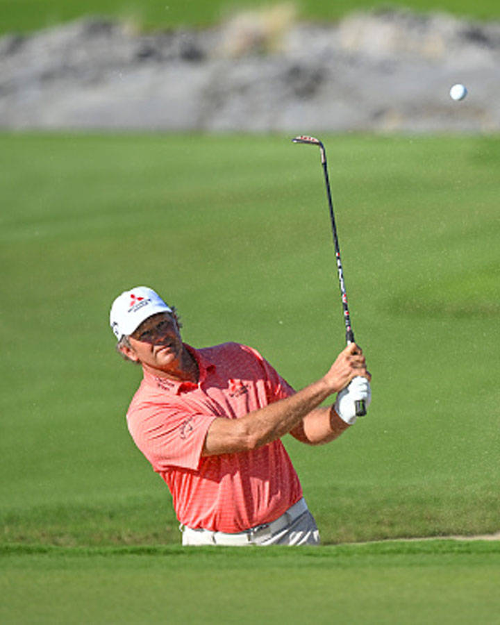 Retief Goosen, bunker, coral shirt, SD Phone Wallpaper