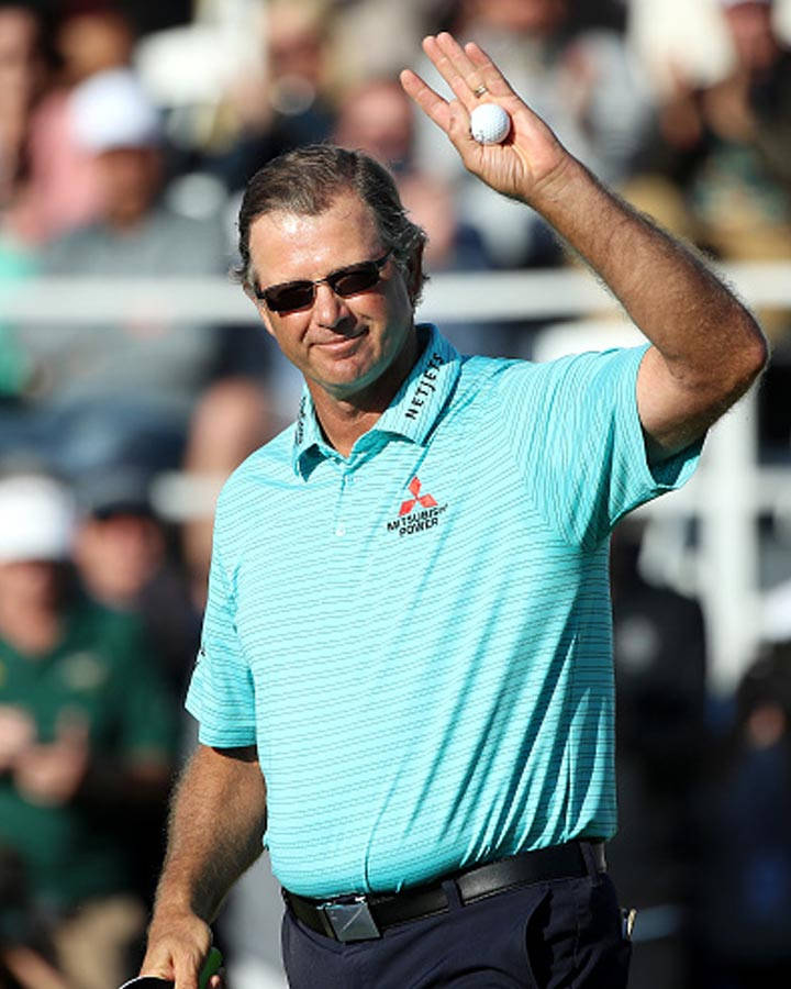 Retief Goosen, teal striped polo, golf ball, SD Phone Wallpaper