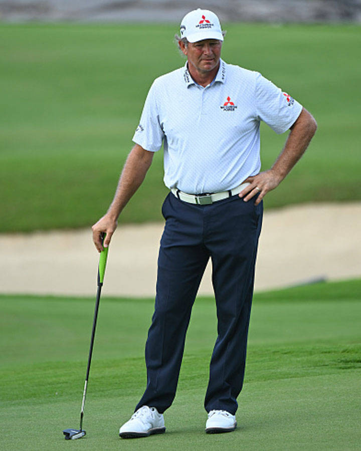 Retief Goosen, light blue polo, white cap, SD Phone Wallpaper