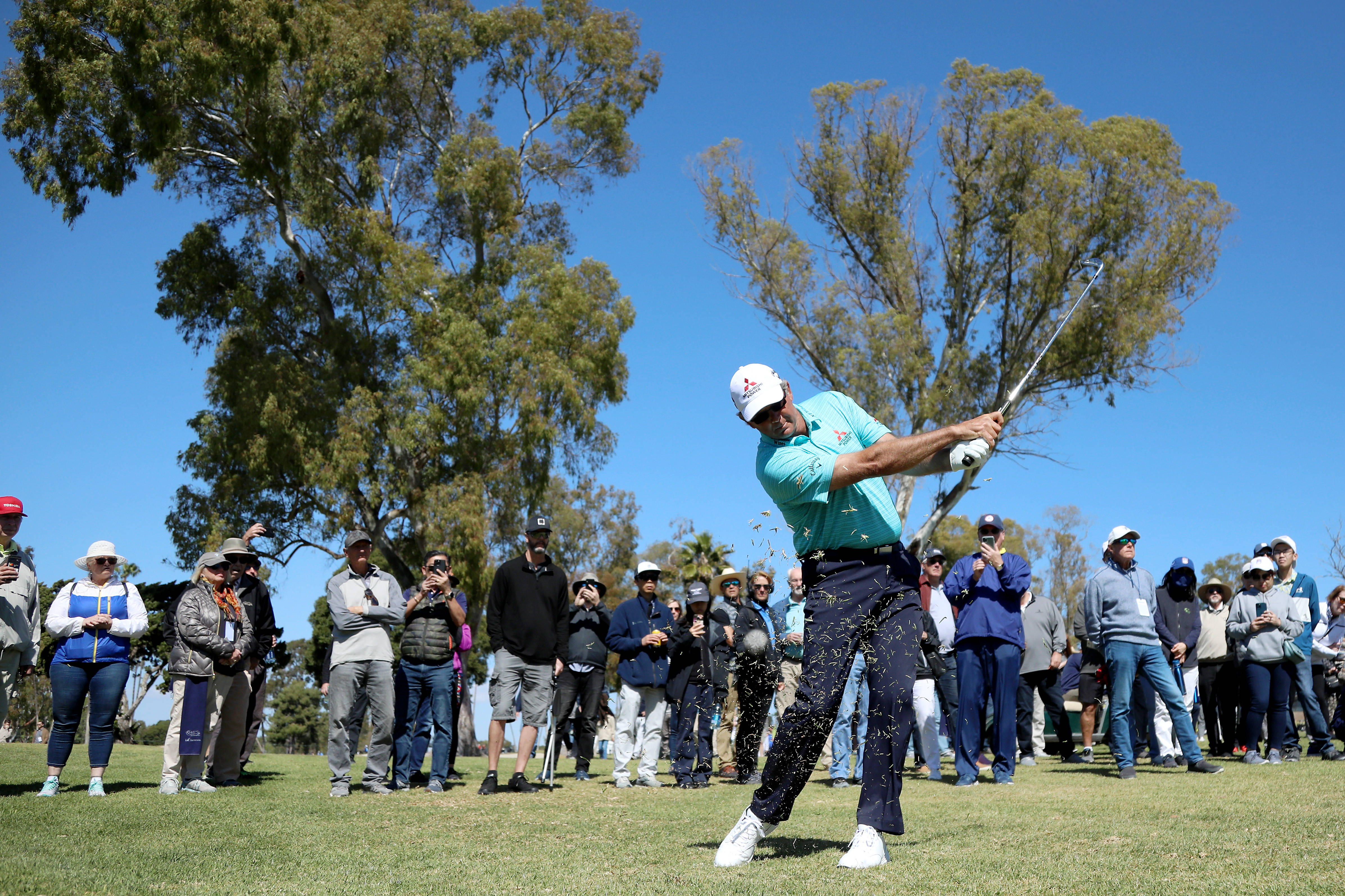 Retief Goosen, golf club, teal shirt, 4K Desktop Wallpaper