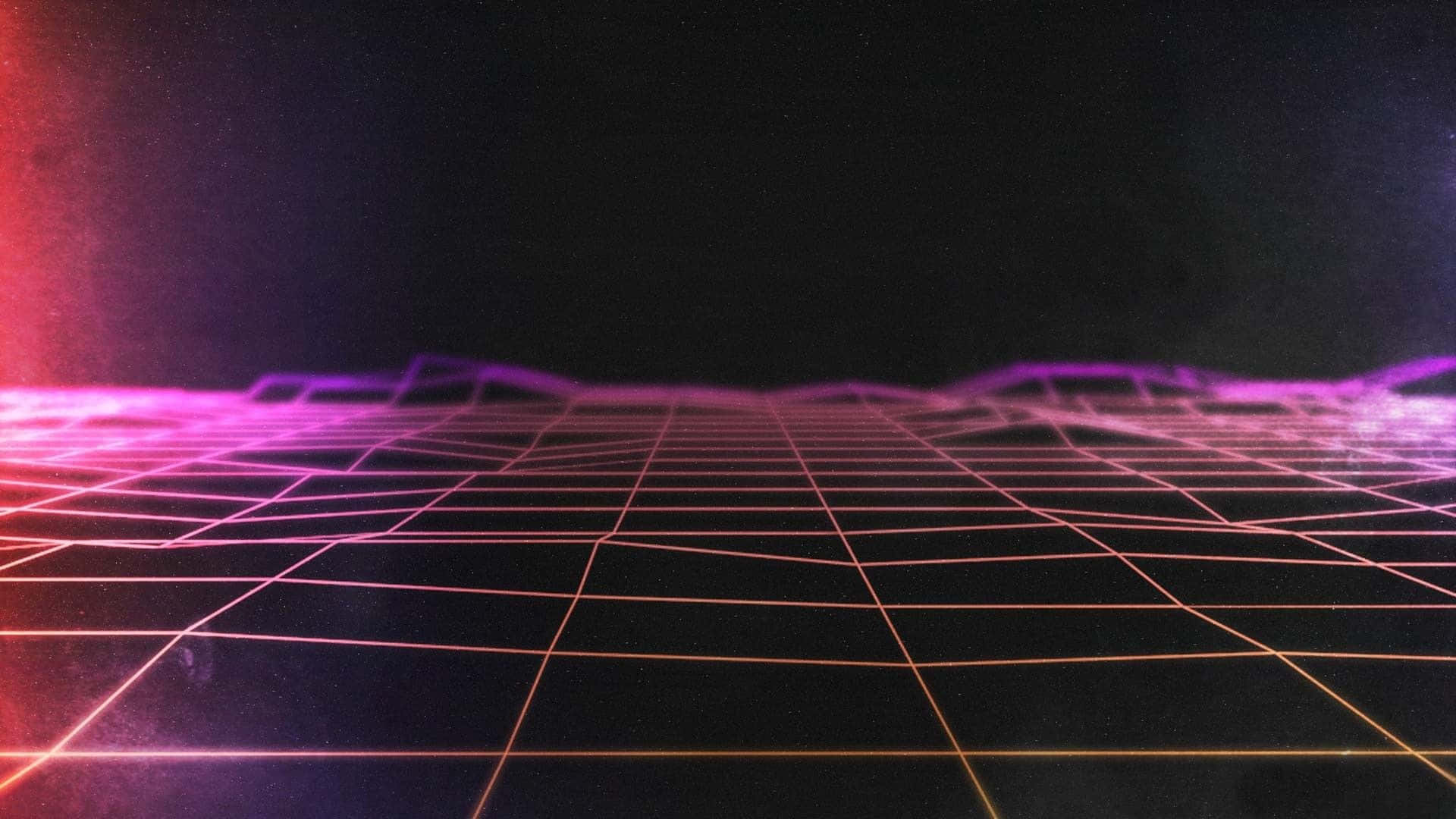 glowing pink and orange grid, dark void, retro-futuristic neon glow, Full HD Desktop Wallpaper