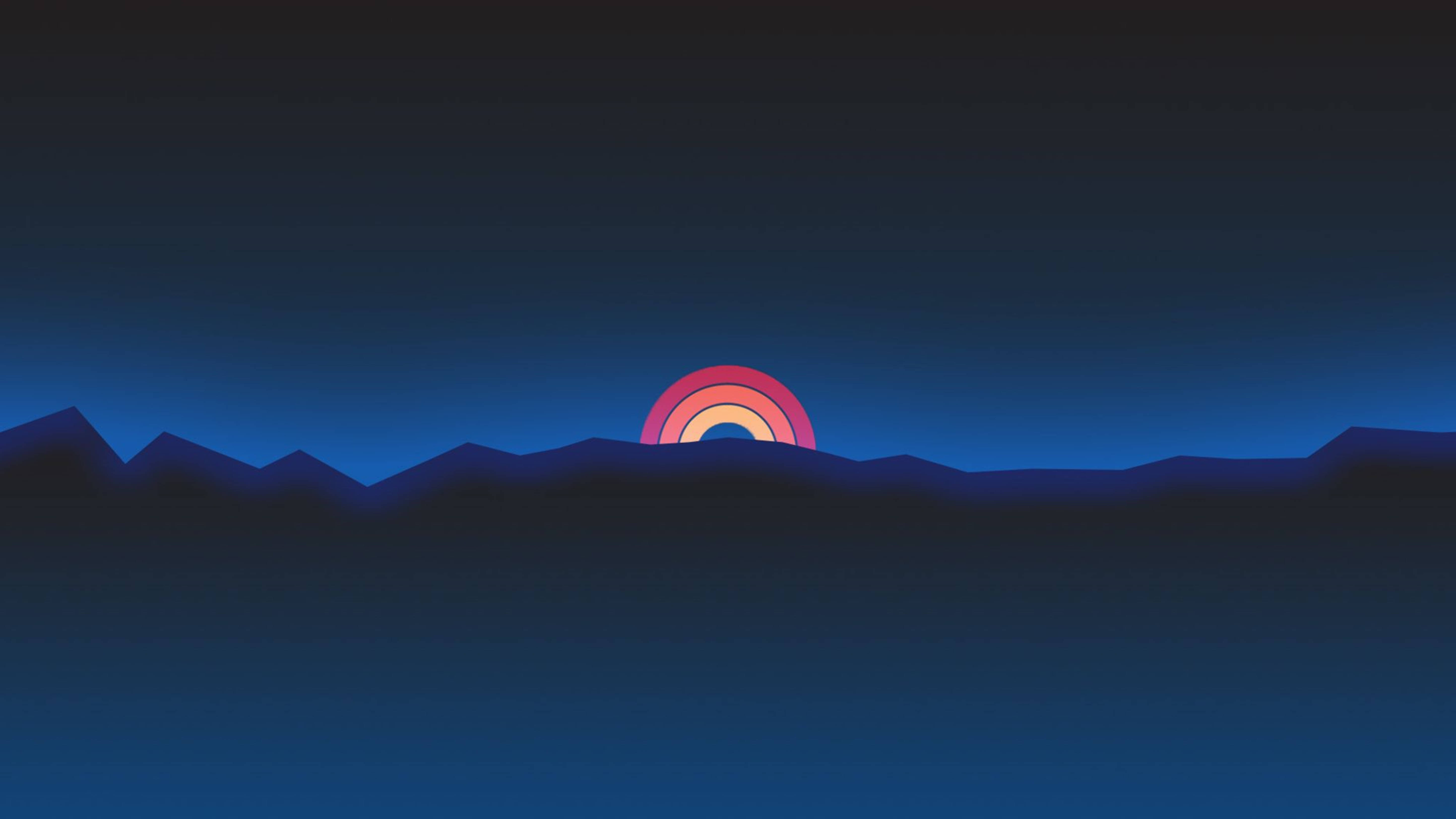 Retro 4K, rainbow blue, sunset, 5K Desktop Wallpaper