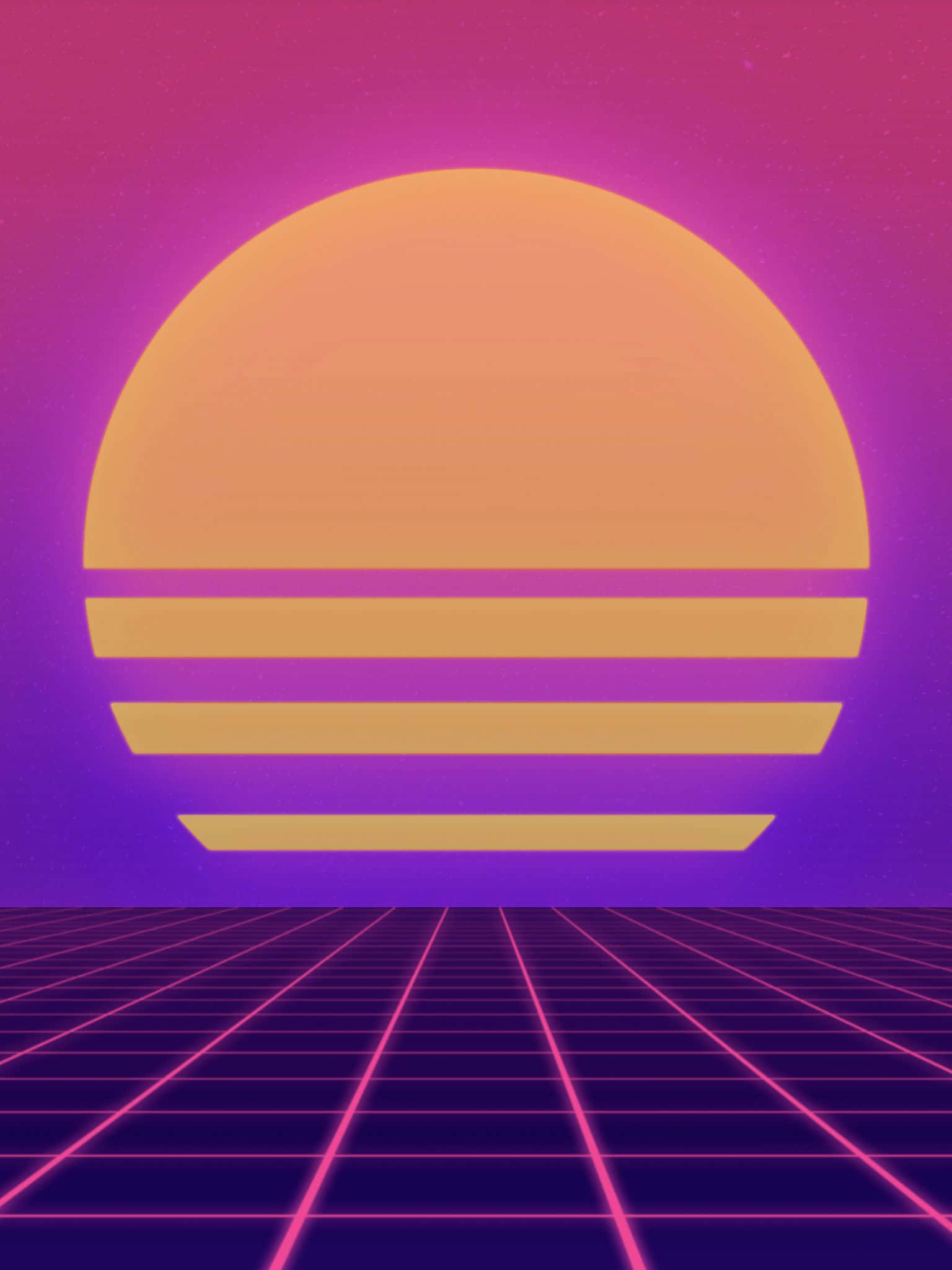retrofuturistic, sunset, striped orange sun, Full HD Phone Wallpaper