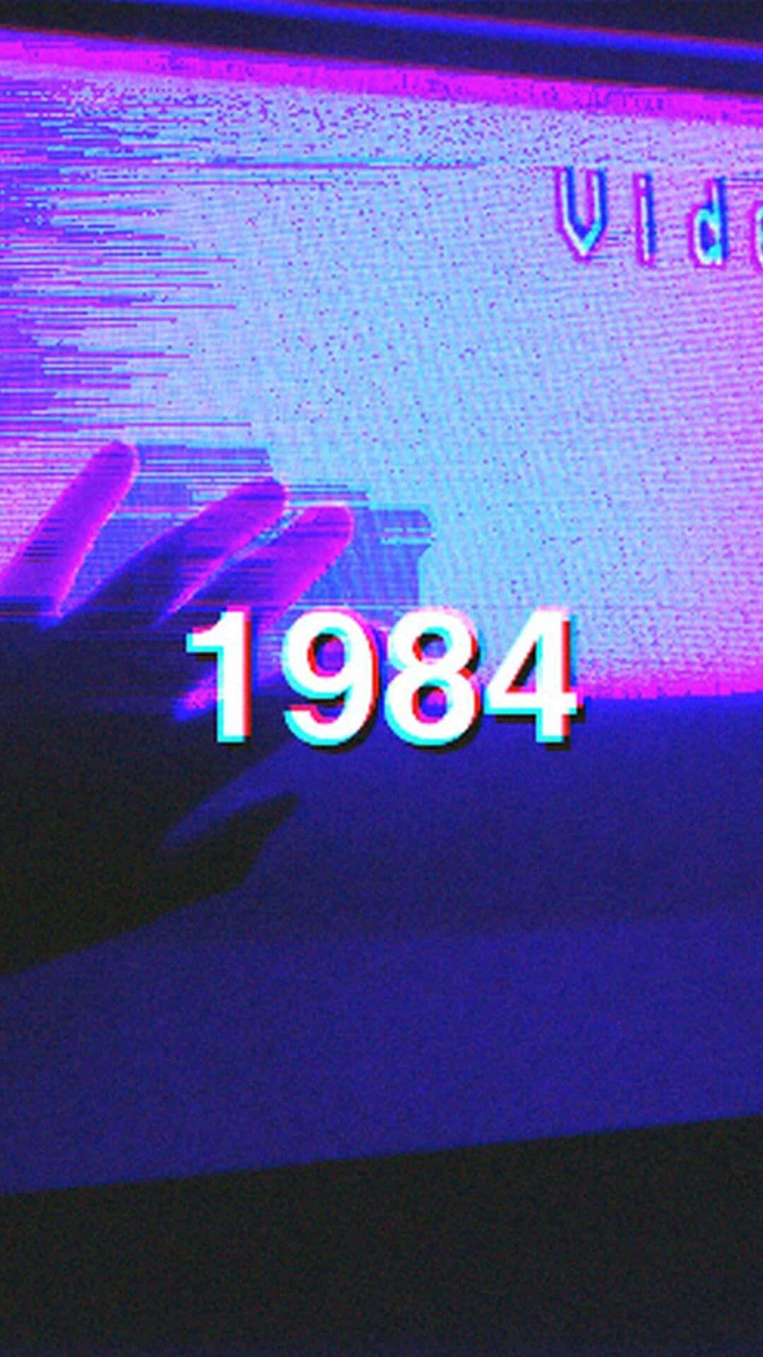 1984, vintage TV screen, pixelated text, Full HD Phone Wallpaper