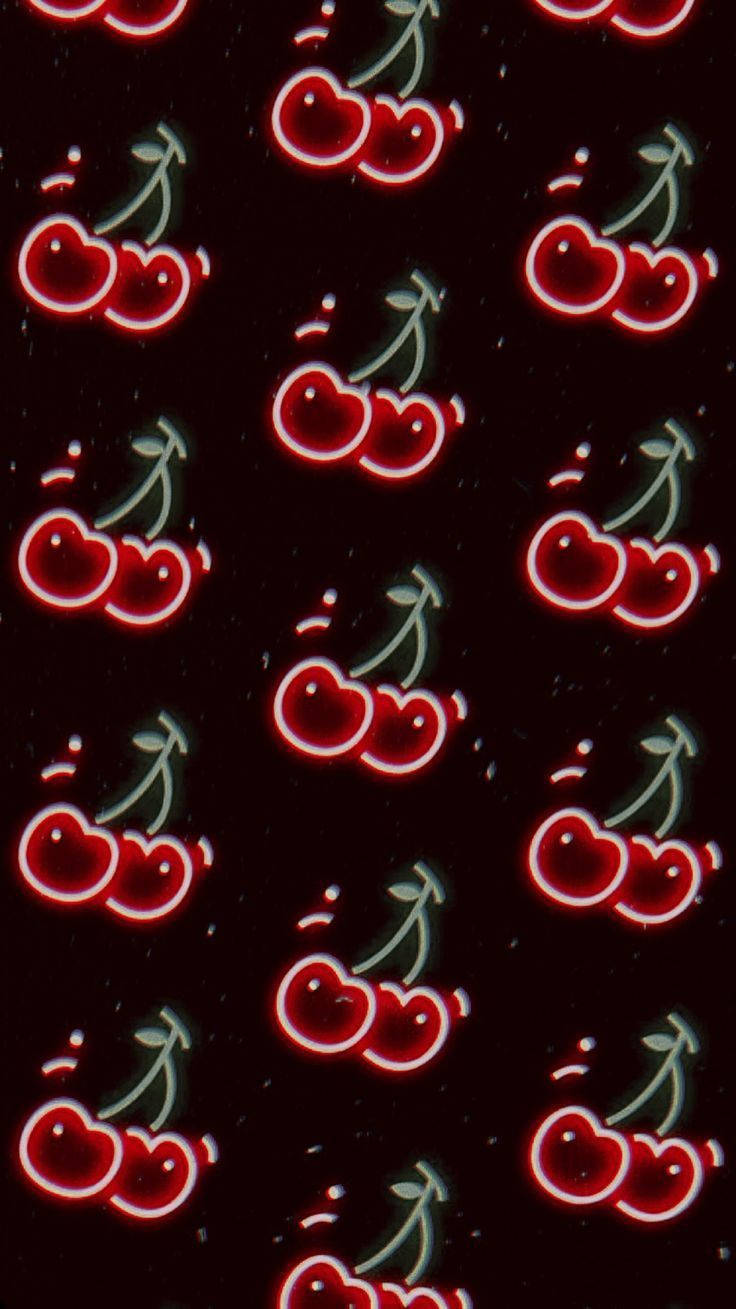 neon light cherries, retro aesthetic, iPhone, HD Phone Wallpaper