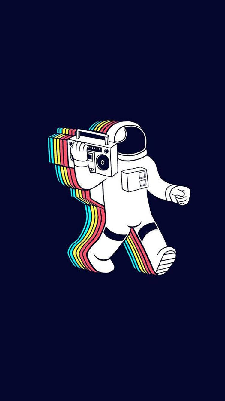astronaut, white line-art, dark blue background, HD Phone Wallpaper