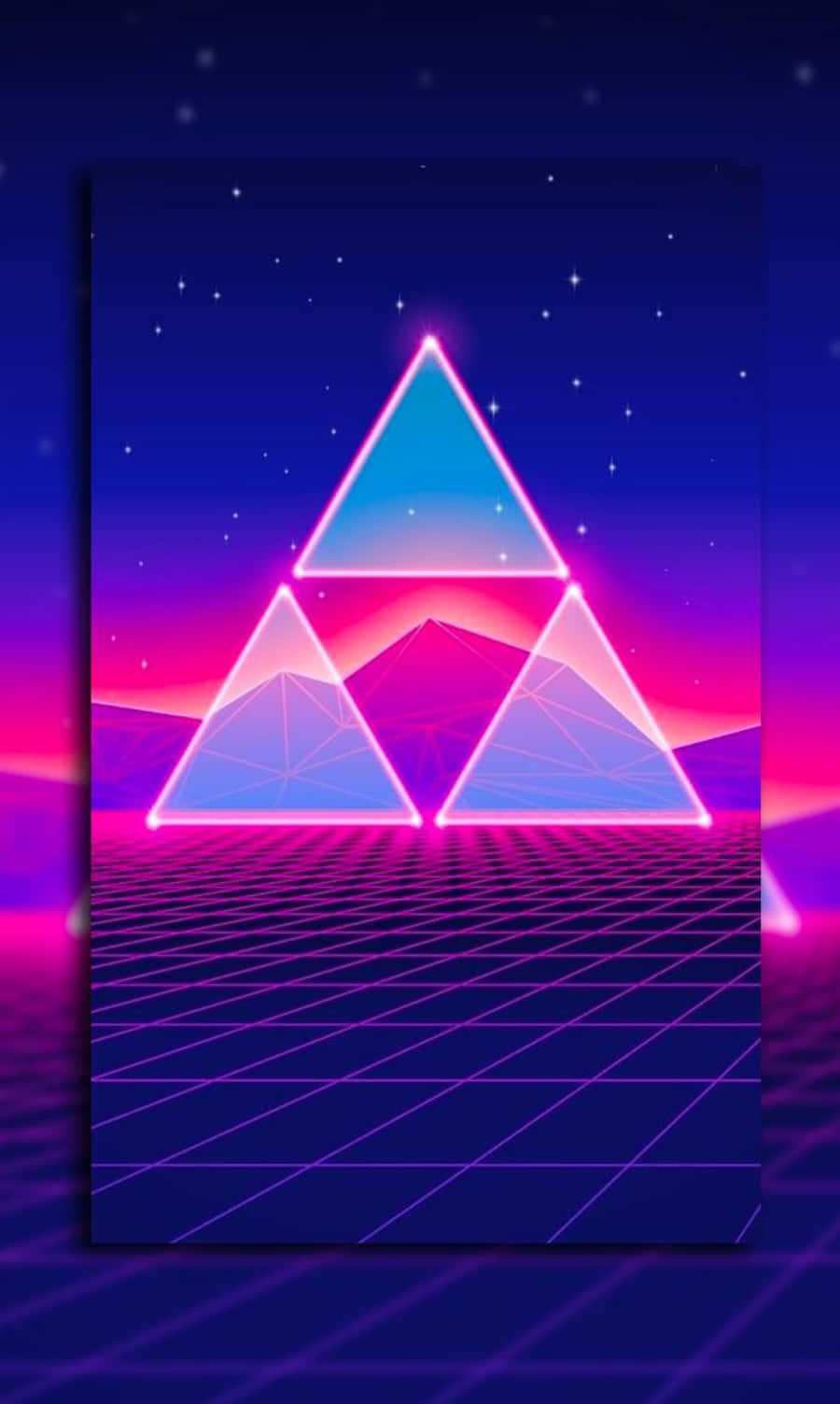 80s vaporwave, triple triangles, neon triangles, HD Phone Wallpaper
