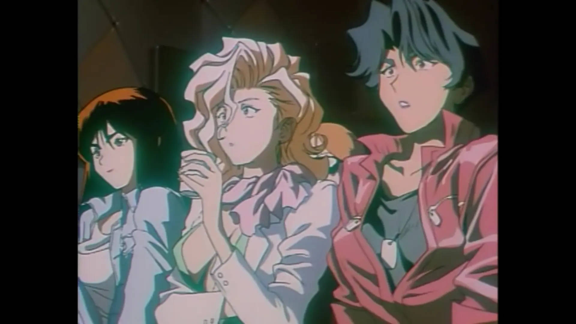 cute retro anime aesthetic, golden boy, glowing green and pink hues, Full HD Desktop Wallpaper