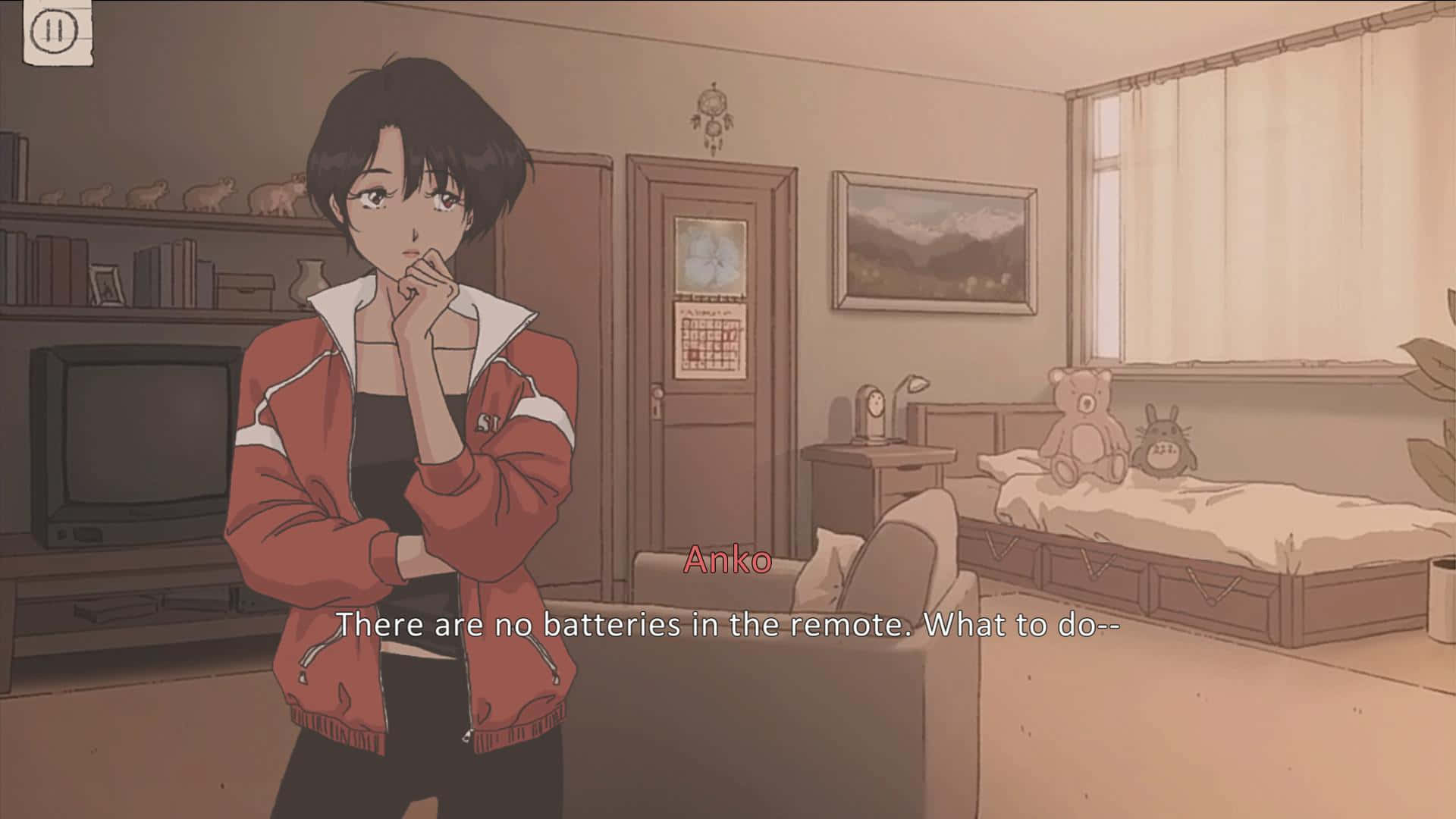Retro Anime, red jacket, cozy bedroom, Full HD Desktop Wallpaper