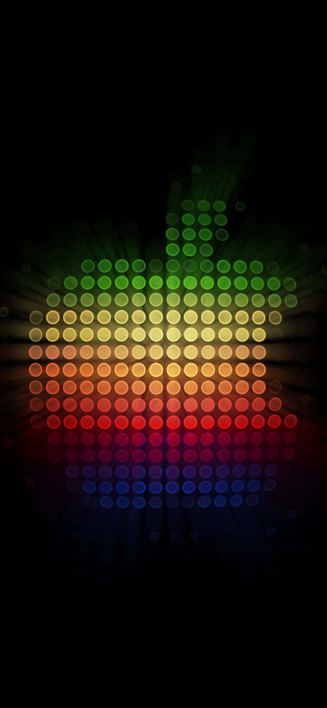 Retro Apple Logo, rainbow dot-matrix Apple logo, black background, 2K Phone Wallpaper